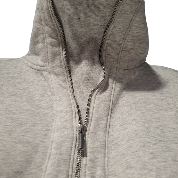 Old Navy Mens Light Gray 1/4 Zip Fleece Lined High Neck Pullover Sweater Size M - Picture 2 of 10